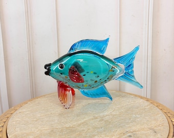 Blue Venetian Glass Fish Sculpture: Murano Style