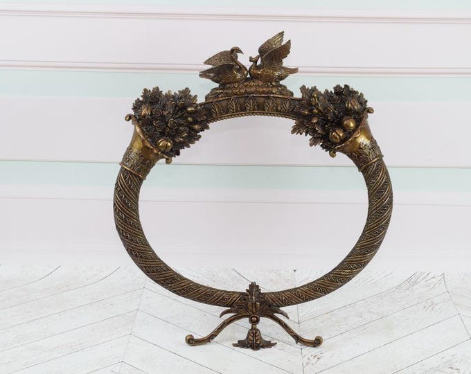 Antique Art Nouveau Frame - Bronze 2 Lovers Swans - Swan Art - Home Decor - Wedding Picture Frame - Gift Idea for Birthday Wedding