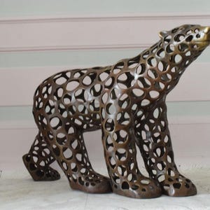 Modernist Bear Bronze Statue - Handmade Grizzly Sculpture – Vintage Figurine – Unique Gift Idea - Luxury Home & Office Decor