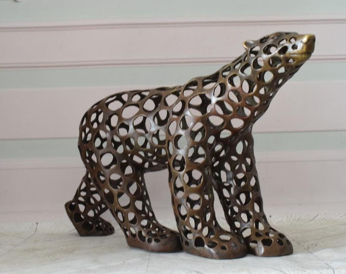 Modernist Bear Bronze Statue - Handmade Grizzly Sculpture – Vintage Figurine – Unique Gift Idea - Luxury Home & Office Decor