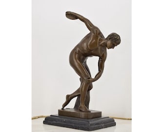 ミュロンのディスコボロス彫刻 - 円盤投げの彫像、高さ 27 cm (10.63