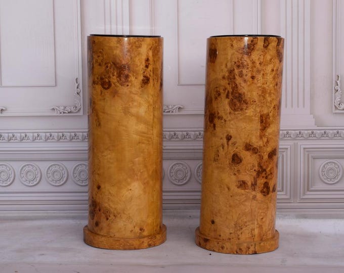 2 X Art Deco Pedestal - Art Deco Columns - Burl Wooden Columns - Art Deco Table - Home Decor - Gift Idea for Birthday, Housewarming