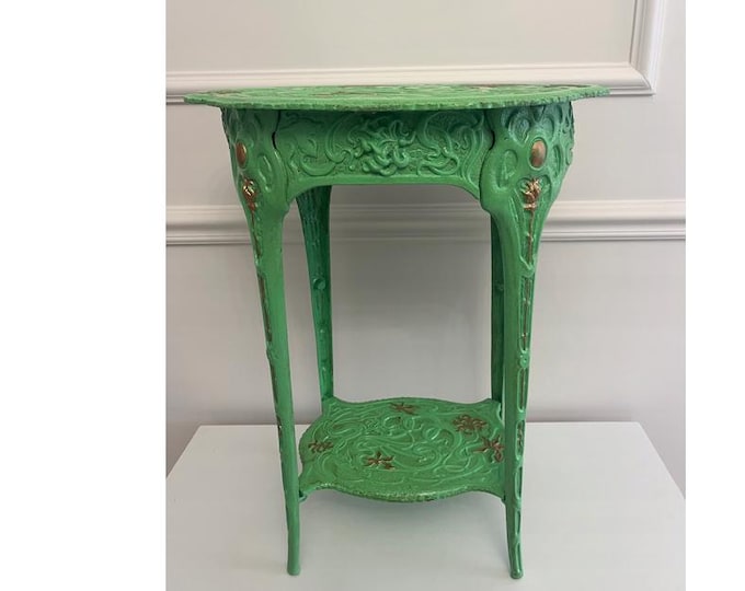 Cast Iron Flower Table - Coffee Table - Green Flowerbed - Goldene Rustical Table - Home and Garden Vintage Table - Gift for Birthday