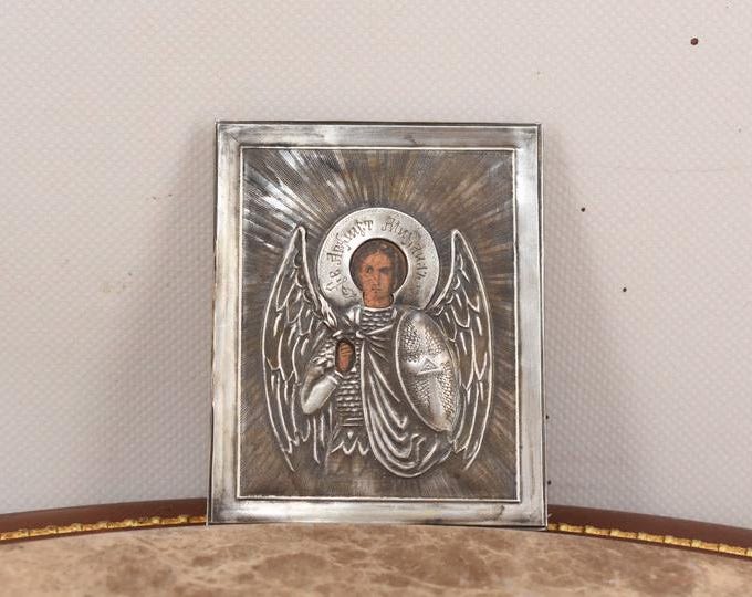 Antique Silver Icon Travel - Silver Orthodox Icon - Russia Silver 84 - Religious Icon - Handmade Icon - Art & Collectibles - Gift Idea