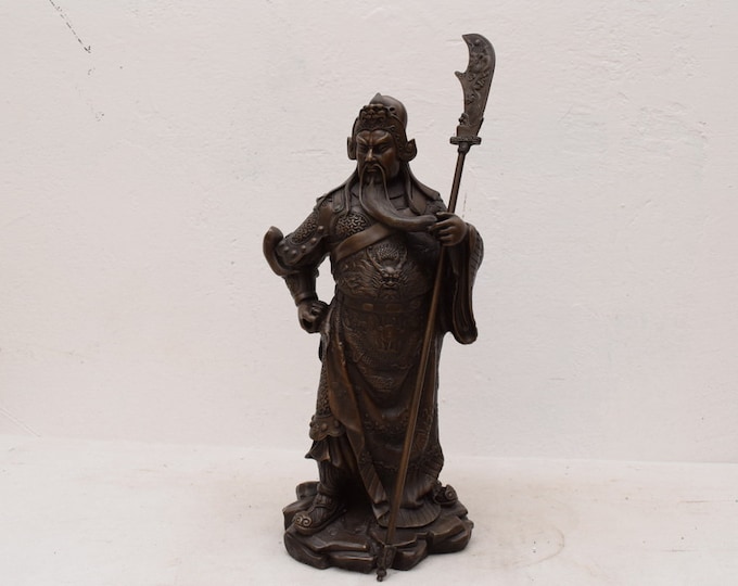 LARGE Realistic General Guan Yu - Chnese God of Wasd - Bronze Sculpture - Amazing Figurine Bronze - Luxury Gift -