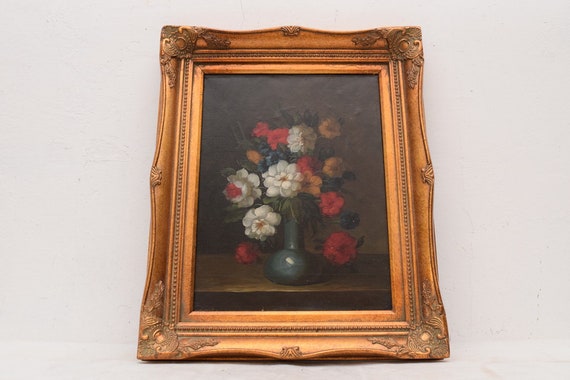 Flores sobre mesa Pintura en marco de madera dorada óleo - Etsy México Flores sobre mesa Pintura en marco de madera dorada óleo - Etsy México