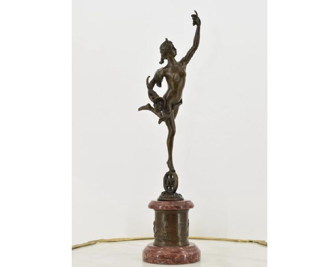 Bronze Goddess Fortune Figurine – Tyche Luck Statue with Cornucopia – Ancient Greek Prosperity Symbol – Elegant Office Decor & Gift Idea