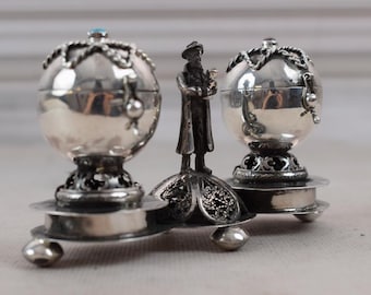 Silver jewish casket - jew - old silver salt and pepper box - silver besamin judaica gift - imperial Russia - art work - Silver 84