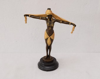 acc. Demetre D.H Chiparus Dancer Bronze -  Dancing Woman Statue Female - Bronze Sculpture Figurine - Gift Idea - Personalized Gifts