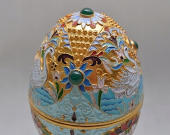 Silver enamel egg - Gilded enamel silver - good idea birthday - collector item
