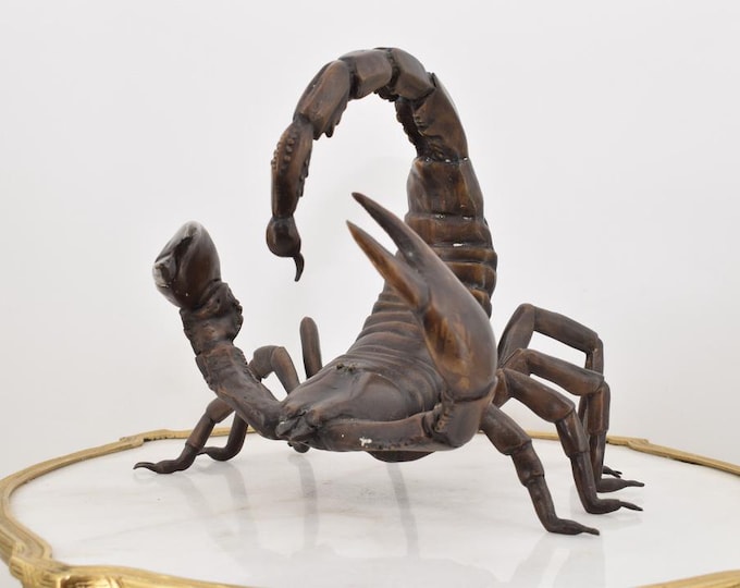 Solid Bronze Scorpion Figurine – Vintage Insect Sculpture – Symbolic Animal Art – Rustic Home Decor – Zodiac Scorpio Gift - Garden Decor