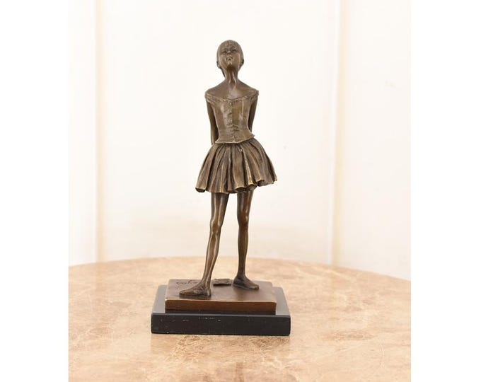 Edgar Degas Bronze Ballerina Statue: Young Dancer Sculpture, 20cm