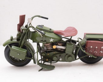Vintage Green Motorbike - Military Motorcycle Old Classic Metal Model Toy Motor Gift Idea Old School