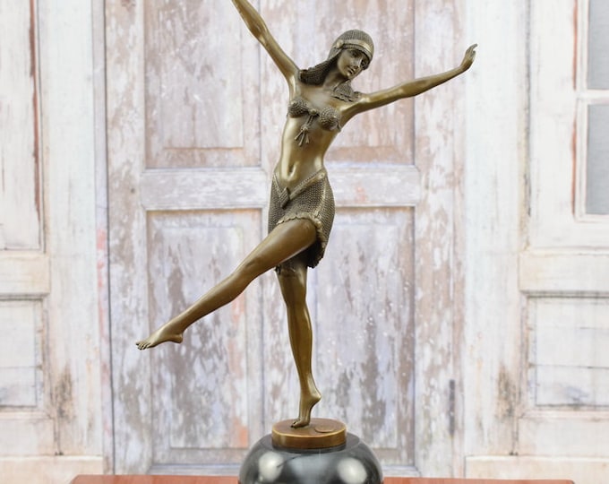 Bronze Dancer Demetre Chiparus Style - Con Brio Dancer Bronze Statue - Art Deco Style Figurine - Gift Idea for Dancer - Personalized Gifts
