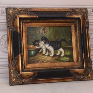 Incroyable tableau chaton mignon - tableau chat dans un joli cadre doré - décoration murale - idée cadeau pour anniversaire, mariage, pendaison de crémaillère