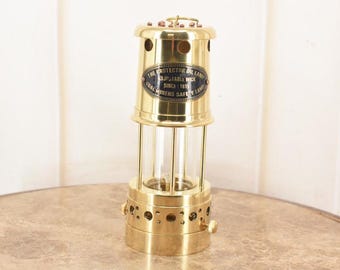 Vintage Brass Mine Lantern: 1960s Oil Lantern Home Decor