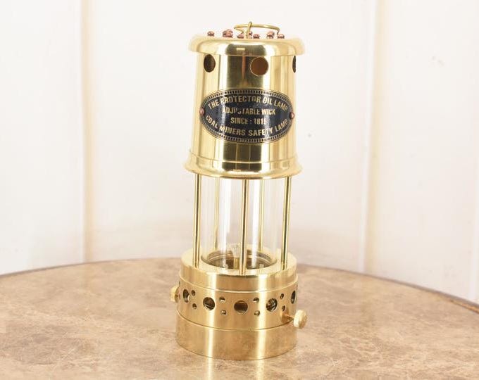 Vintage Brass Mine Lantern: 1960s Oil Lantern Home Decor