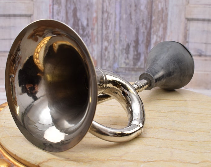 Vintage Silver Brass Car Horn - Brass Auto Horn - Car Trumpet Horn - Home Decor - Car Decor - Retro Brass Car Horn