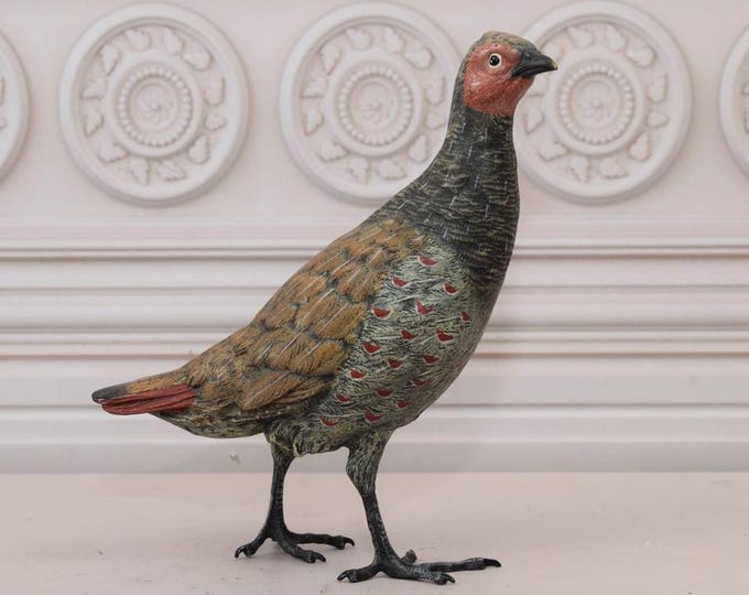 Painted Partridge Bronze Sculpture - Hunting Statue - Bronze Sculpture Foundry Mark - Gift Idea - Exclusive Painted Statue - Home Decor
