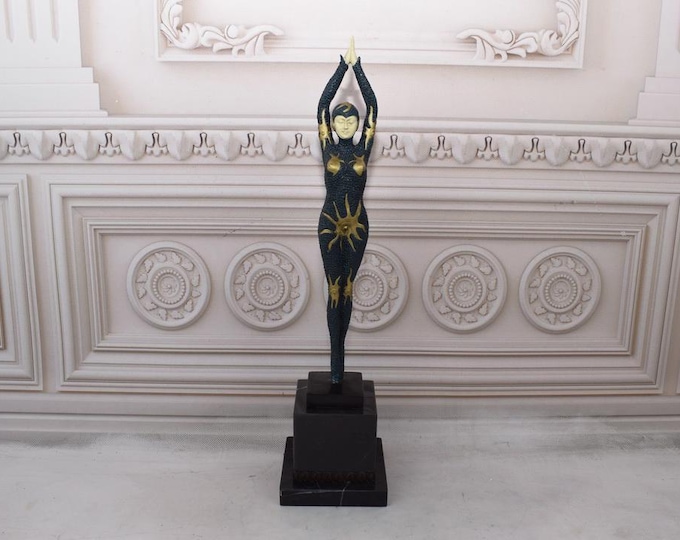 Demetre Chiparus Bronze Statue - Woman Cabaret Dancer Bronze Sculpture - Art Deco Figurine - Gift Idea for Dancer - Home Decor