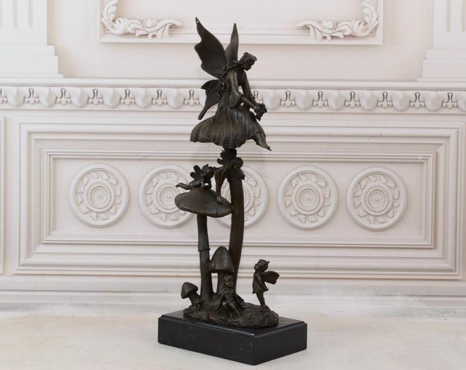 Premium Bronze - Thumbnails on Mushrooms - Bronze Family Gnomes - Elegant Fabulous Bronze Sculptures - Home Decor - Gift for Wedding