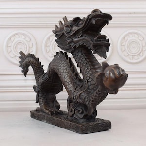 Realistic Japanese Dragon Bronze Sculpture - Dragons Figure - Oriental Sculpture - Gift Idea for Birthday - Home Decor - Vintage Dragon