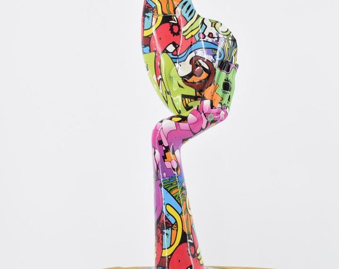 Amazing Graffiti Thinker Face, Colorful Face, Nice Detail and Beautiful Colours, Amazing Modernist Resin Statue for Home, Gift Idea