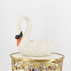 Swan Cast Iron Bowl - Cast Iron Sculpture Flower Pot - White Cast Iron Swan - Home and Garden Decor - Gift for Wedding Housewarming