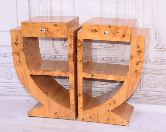 Art Deco Bedside 2 Tables - Art Deco Table - Bent Wood Night Stand - Chest of Drawers - Wooden Table - Home Decor - Bedroom Decor Gift Idea