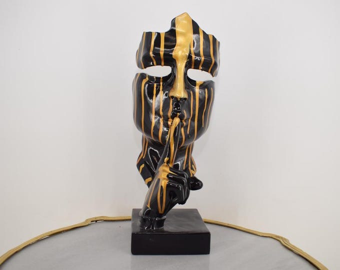 Modern Graffiti Sculpture "The Moment" – Man Making a Silence Gesture | Colorful Face | Eye-Catching Art Decor for Contemporary Interiors