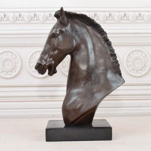Unique Head Horse Bronze Statue - Elegant Head Horse on Marble Base - Sculpture Horse - Art Deco - Home Office Decor - Gift Idea for Birtday