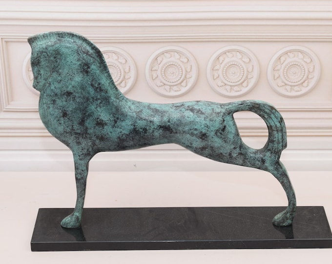 Large Art Work Bronze Blue Patina Horse - Apocalyptic Abstract Sculpture - Statue Horse Modern Salvador Dali Style - Home Decor