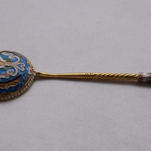 Caviar Spoon Large Silver Enamel Russia 84 Gilded Birthday Gift