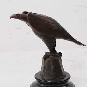 Bronze Eagle Sculpture, Figure Bronze Hunter Eagle on Marble, Foundry Mark, Hunting Statue, Elegant Gift Idea - Home Decor