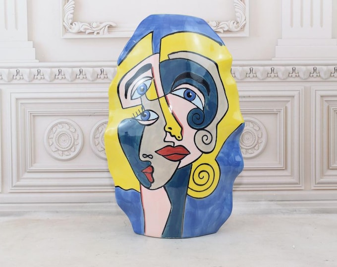 Vintage Porcelain Flower Vase - Abstract Painted Vase - Signed Vase Home Decor - Modernist Art Collectible - Home Decor - Gift for Birthday