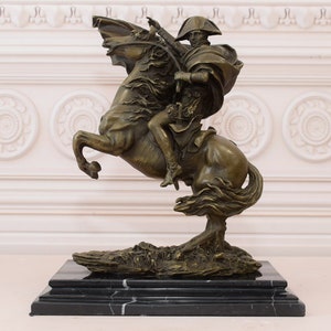 Napoleon Bonaparte Bronze Statue on Marble Base - Foundry Mark - Vintage Figure - Home and Office Decor Gift Idea for Birthday, Housewarming