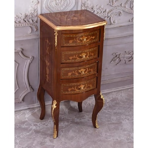 Louis XVI Style Commode - French Nightstand with Bronze Ornaments