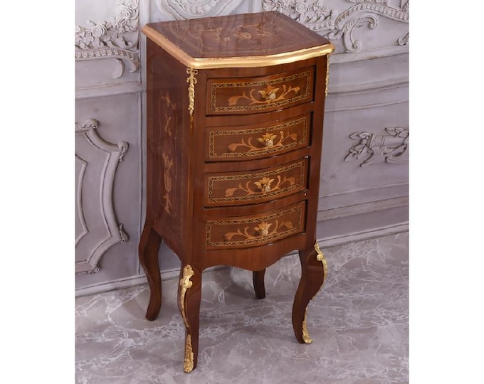 Louis XVI Style Commode - French Nightstand with Bronze Ornaments