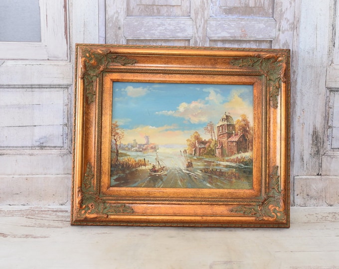 Wonderful Painting Winter Landscape - Painting with Golden Frame - Painting Art Work - Wall Decor - Amazing Home Decor