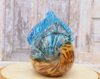 ヴィンテージムラーノスタイルのガラス製アヒルの彫刻：ブルー