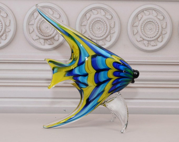 Colorful Fish Scalar - Venetian Glass Murano Style - Handcrafted Scalar - Statue Fish - Unique Figurine Home Decor - Good Gift for Wedding
