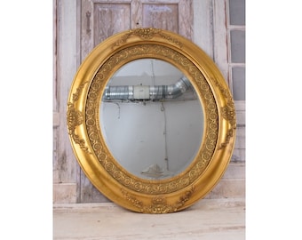 Vintage Oval Mirror in Gold Frame: Victorian Regency Decor