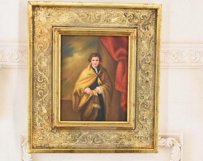 Antique Aristocratic Gentleman Oil Painting on Wood – European Portrait