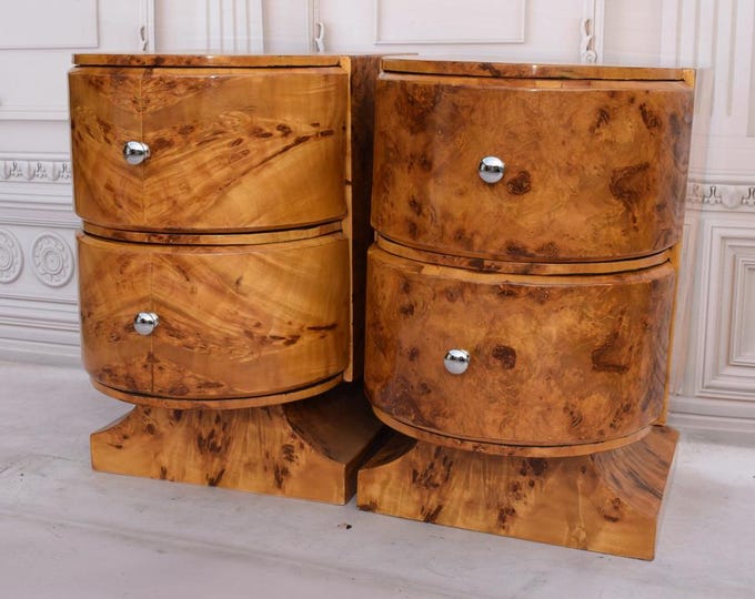 Art Deco Bedside Tables - Art Deco Table - Bent Wood Night Stand - Chest of Drawers - Wooden Table - Home Decor - Bedroom Decor