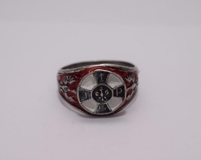 Silver Polish Patriot Ring - Ring Polish Eagle Silver Ark Work - Handmade Ring - Enamelled Signet Ring - Gift for Patriots - Vintage Silver