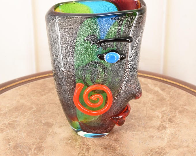 Comical Face Murano Style Vase – Italian Luxury Glass Decor