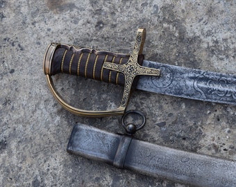 Hussar Polish Saber with Scabbard Pattern 1750 - Dark Brass Military Gift Patriots - January Uprising