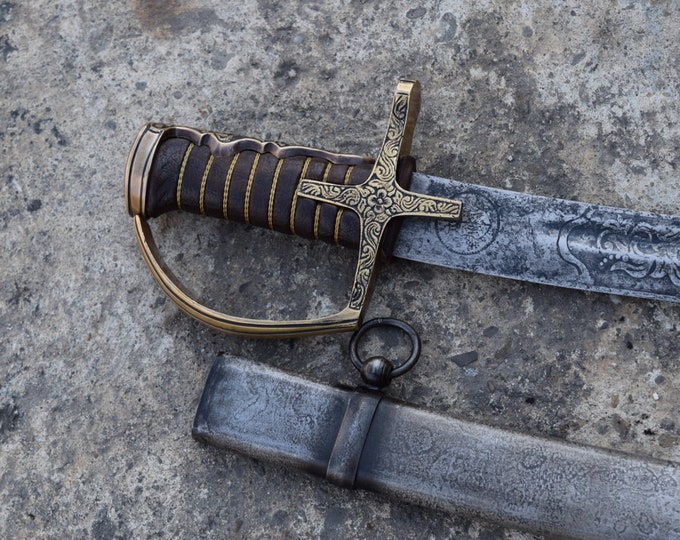 Hussar Polish Saber with Scabbard Pattern 1750 - Dark Brass Military Gift Patriots - January Uprising