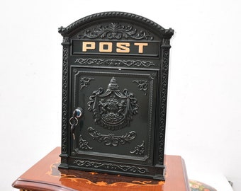 Vintage Green Mailbox: Floral Garden Decor, Antique Style Post