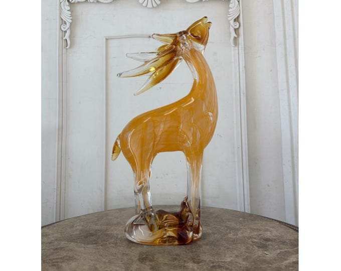 Vintage Glass Deer Figurine: Venetian Home Decor